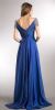 Bejeweled Sleeves Pleated Bust Long Formal Evening Dress back
